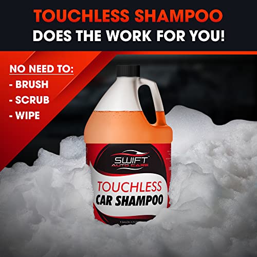 Swift Touchless Car Wash Shampoo (1 Gallon) - No Brushing Required, High Foaming Car Soap, Heavy Duty, Scratch and Streak-Free, Exterior Safe, Auto Detergent for Foam Gun, Foam Cannon, Works on Cars, SUVs, Trucks, RVs, Off-Road Vehicles, Motorcycles, Upho