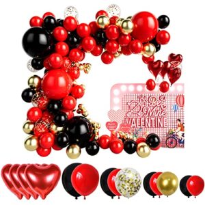 red black and gold balloon garland kit for baby shower, wedding, birthday, graduation party