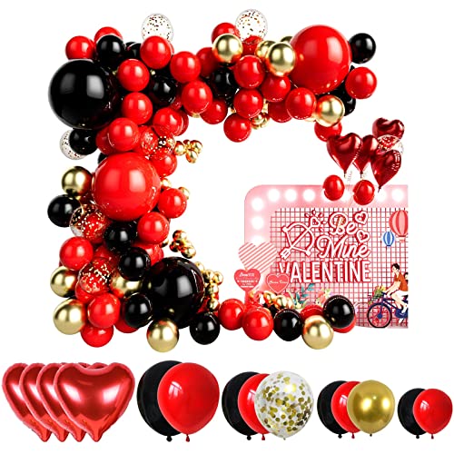 Red Black and Gold Balloon Garland Kit for Baby Shower, Wedding, Birthday, Graduation Party