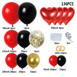 Red Black and Gold Balloon Garland Kit for Baby Shower, Wedding, Birthday, Graduation Party