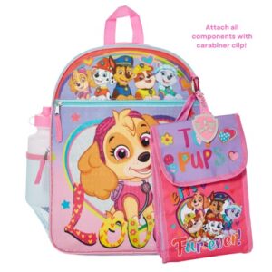 RALME 5 Pc. Nickelodeon Paw Patrol Backpack Set for Girls, 16 inch with Lunch Bag and Water Bottle, Pink