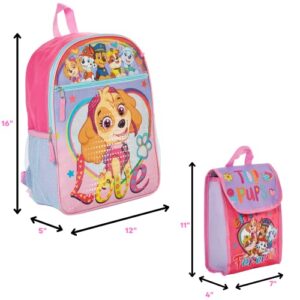 RALME 5 Pc. Nickelodeon Paw Patrol Backpack Set for Girls, 16 inch with Lunch Bag and Water Bottle, Pink