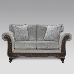 roundhill furniture hernen carved wood frame loveseat, gray