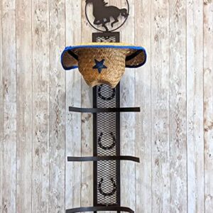 BestGiftEver Rustic Western Country Metal Horse 4 Cowboy Hat Rack Wall Mounted/Over The Door Holder