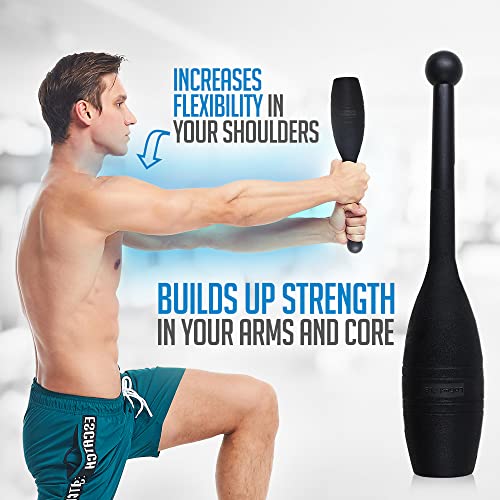 Logest Mace Exercise Club - Heavy Duty Plastic Indian Clubs Available in 1 LB and 2 LB Sets of 2 Perfect for Strength Training and Rehabilitation Improves Grip and Full Body Workout Mace Clubs (3LB Set of 2 - 3LB Each Club)