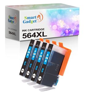 smart gadget 4 pack compatible ink cartridges for hp 564xl 564 xl | use with photosmart 7520 5520 7525 7510 6510 5514 6515 officejet 4620 7510 4622 5510 deskjet 3520 3521 laser printers | 4xcyan