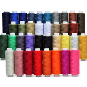 Thread for Sewing Machine and Hand Stitching – 36 Regular Size Spools of 250 Yards Each - 32 Colors Plus 2 Black and 2 White in Storage Gift Package