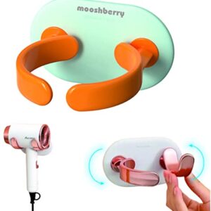 MooshBerry Hair Dryer Holder Wall Mounted, Self Adhesive No Drilling, Multipurpose Movable Hook, Also for Bathroom Cloth Hanging and Organizer Hair Dryer Including Dyson (Green and Orange)