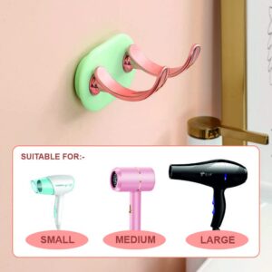 MooshBerry Hair Dryer Holder Wall Mounted, Self Adhesive No Drilling, Multipurpose Movable Hook, Also for Bathroom Cloth Hanging and Organizer Hair Dryer Including Dyson (Green and Orange)