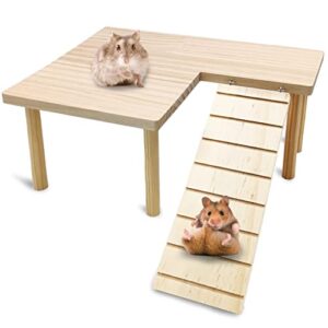 BNOSDM Wooden Hamster Platform with Legs Small Animal Standing Platform Exercise Toy Cage Accessories for Syrian Dwarf Hamsters Guinea Pigs Gerbils Degus Chinchillas Mice Bird