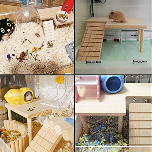 BNOSDM Wooden Hamster Platform with Legs Small Animal Standing Platform Exercise Toy Cage Accessories for Syrian Dwarf Hamsters Guinea Pigs Gerbils Degus Chinchillas Mice Bird