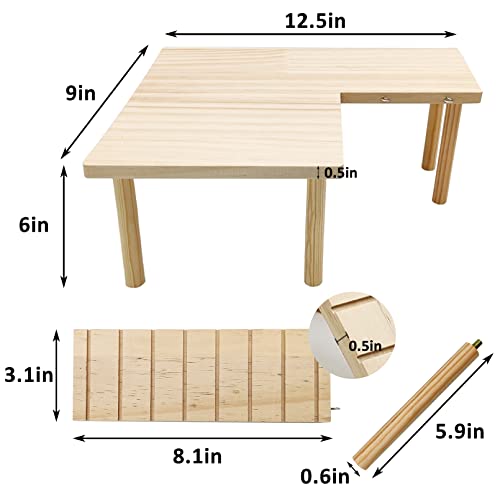 BNOSDM Wooden Hamster Platform with Legs Small Animal Standing Platform Exercise Toy Cage Accessories for Syrian Dwarf Hamsters Guinea Pigs Gerbils Degus Chinchillas Mice Bird