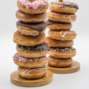 New Improved Bamboo Donut Stand for Party with thicker base - Donut holder stand party - Replaces other Donut wall and Donut Display Bagel Holder Stand. For Weddings, Doughnut, and Birthday Party