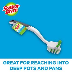 Scotch-Brite Pot Pan & Dish Brush (4 Count) + Command Small Wire Hooks, White (4 Hooks, 5 Strips)