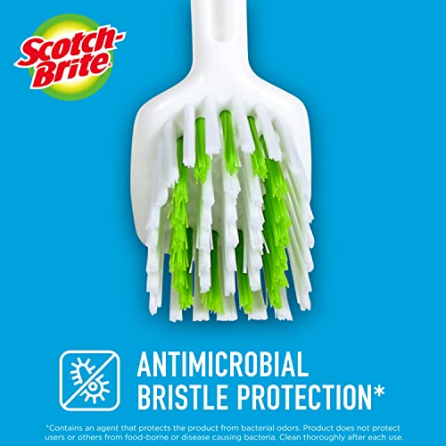 Scotch-Brite Pot Pan & Dish Brush (4 Count) + Command Small Wire Hooks, White (4 Hooks, 5 Strips)