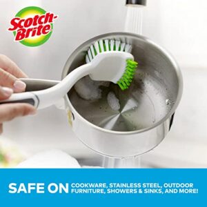 Scotch-Brite Pot Pan & Dish Brush (4 Count) + Command Small Wire Hooks, White (4 Hooks, 5 Strips)