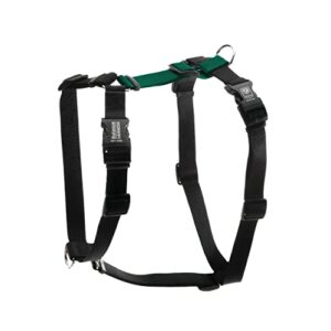 blue-9 buckle-neck balance harness, fully customizable fit no-pull harness, ideal for dog training and obedience, made in the usa, hunter green, medium