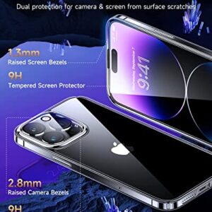 Humixx Crystal Clear Designed for iPhone 14 Pro Max Case, with 2X Screen Protector + 2X Lens Protector [Not-Yellowing][Full Body Protection] Shockproof Protective iPhone 14 Pro Max Phone Case 6.7 Inch