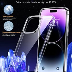 Humixx Crystal Clear Designed for iPhone 14 Pro Max Case, with 2X Screen Protector + 2X Lens Protector [Not-Yellowing][Full Body Protection] Shockproof Protective iPhone 14 Pro Max Phone Case 6.7 Inch