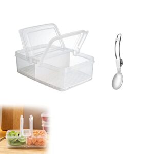 slice cheese container for fridge with flip lid, vegetable and fruit fresh-keeping box with folding fork cheese slice storage box (b)