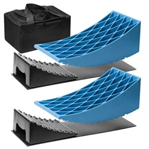 aushucu camper leveler 2 pack non-slip design ramps kit for rv accessories travel trailer rv leveling blocks(blue)