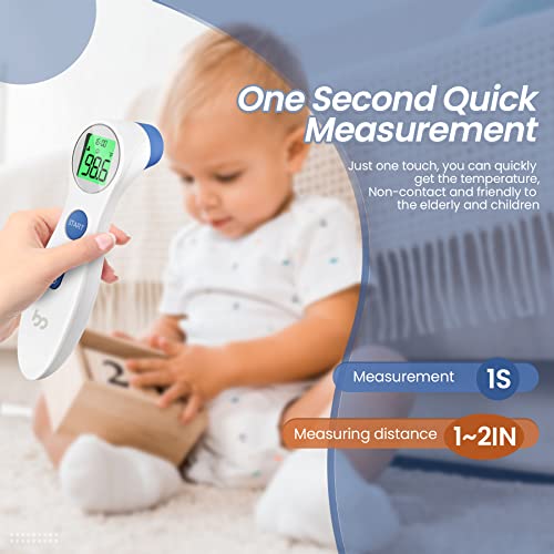 Forehead Thermometer for Adults and Kids, Digital Infrared Thermometer for Home with Fever Alarm, FSA HSA Eligible,1s Reading and 3-Color Indicator, No-Touch, Accurate
