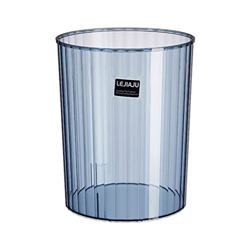 Zerodeko Clear Trash Can Plastic Wastebasket Round Garbage Container Bin Small Trash Bin for Home Bathroom Bedroom Kitchen College Dorm Office Craft Room Blue