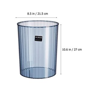 Zerodeko Clear Trash Can Plastic Wastebasket Round Garbage Container Bin Small Trash Bin for Home Bathroom Bedroom Kitchen College Dorm Office Craft Room Blue