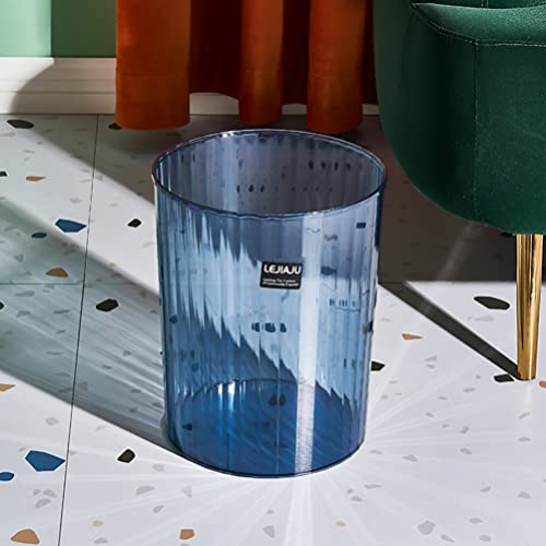 Zerodeko Clear Trash Can Plastic Wastebasket Round Garbage Container Bin Small Trash Bin for Home Bathroom Bedroom Kitchen College Dorm Office Craft Room Blue