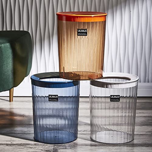 Zerodeko Clear Trash Can Plastic Wastebasket Round Garbage Container Bin Small Trash Bin for Home Bathroom Bedroom Kitchen College Dorm Office Craft Room Blue