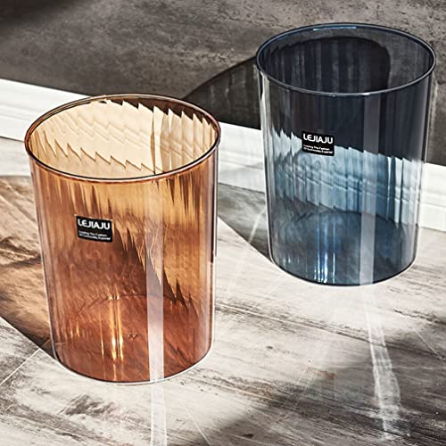 Zerodeko Clear Trash Can Plastic Wastebasket Round Garbage Container Bin Small Trash Bin for Home Bathroom Bedroom Kitchen College Dorm Office Craft Room Blue