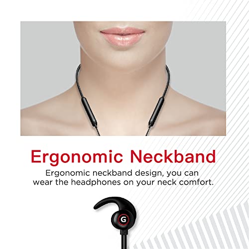 Gigastone Bluetooth 5.0 Neckband Sweat-Proof Headset with 10H Music Playtime, 240H Standby Time, Wireless Earphone for Sports Office with IPX4 Waterproof.