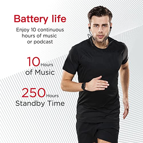 Gigastone Bluetooth 5.0 Neckband Sweat-Proof Headset with 10H Music Playtime, 240H Standby Time, Wireless Earphone for Sports Office with IPX4 Waterproof.