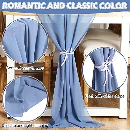 Chumia 24 Pack Chiffon Table Runners Romantic Sheer Table Decorations Long Tulle Runner for Wedding Bridal Shower Party Supplies Decor, 118 x 12 Inches (Dusty Blue)