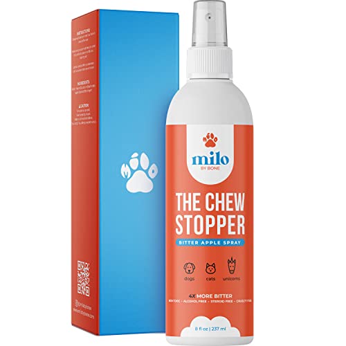 Milo by Bone Bitter Apple Spray for Dogs to Stop Chewing | Non-Toxic, Safe & Alcohol-Free | No Chew Spray for Dogs | Extreme Bitter Formula | Indoor & Outdoor Use