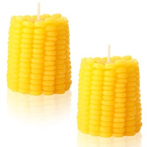 coume 2 pieces fall corns decor pillar candles fake corn scented candles soy wax corn candles for autumn thanksgiving harvest party home table office birthday decorations, bluebell fragrance