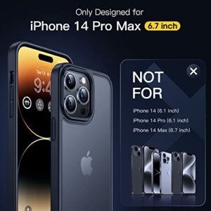 Humixx [5 in 1 Shockproof for iPhone 14 Pro Max Case, [2X Screen Protector + 2X Lens Protector] [Military Drop Protection] Silicon Slim Thin Translucent Matte iPhone 14 Pro Max Phone Case 6.7'' Black