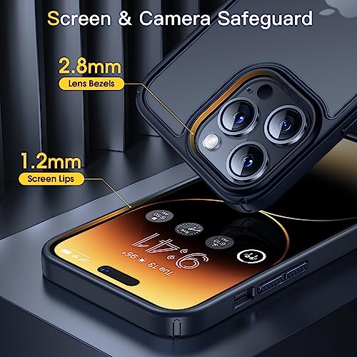 [5-in-1] Humixx Designed for iPhone 14 Pro Case, 2X Tempered Screen Protector + 2X 9H Lens Protector [10FT Military Shockproof] Slim Protective Translucent Matte Case for iPhone 14 Pro 6.1 inch, Black