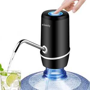 water pump for 5 gallon bottle, usb charging automatic water dispenser with rechargeable battery, portable electric drinking water jug pump for home, kitchen, living room, office, camping - black