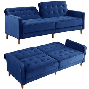 plococo 78 inch modern velvet upholstered sofa bed,tufted velvet fabric couch,sofas couches for living room,apartment,bedroom (blue)