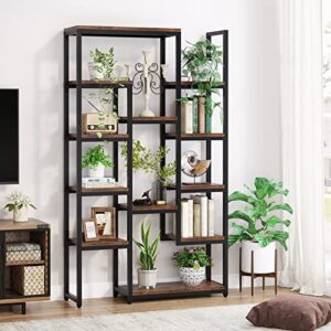 tribesigns way to origin 6-tier bookshelf and bookcase, 70.9-inch tall bookcase with 12-shelf open display shelves, vintage industrial book storage organizer for living room, home office