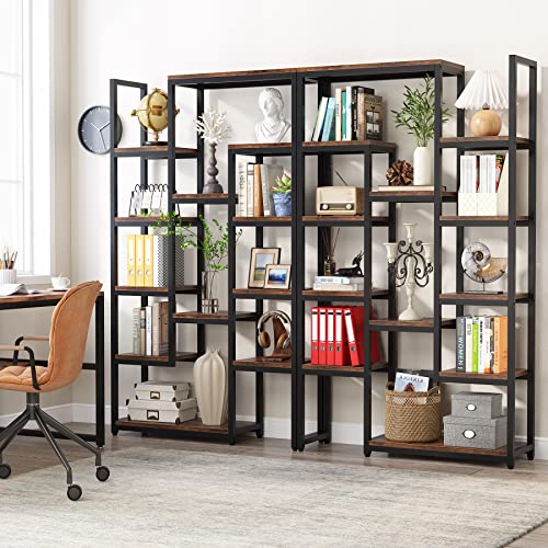 TRIBESIGNS WAY TO ORIGIN 6-Tier Bookshelf and Bookcase, 70.9-inch Tall Bookcase with 12-Shelf Open Display Shelves, Vintage Industrial Book Storage Organizer for Living Room, Home Office