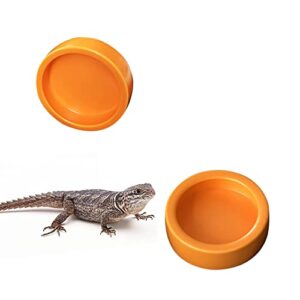 2 pack reptile food bowls mini ceramic water feeder bowl anti-escape mini reptile feeder for lizard anoles bearded dragons crested gecko hermit crabs
