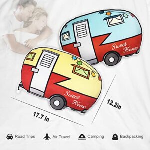 Retro Travel Trailer Shaped Throw Pillow 2Pcs, Decorative Throw Pillow for Couch Sofa Living Room Home Decor for Camper RV Lovers,Christmas/Mother's/Father's/Thanksgiving/Valentine's Day/Birthday Gift