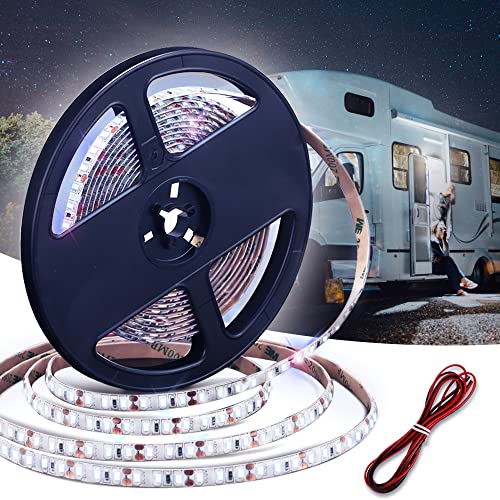 Briignite RV Awning Lights 5M LED Camper Awning Lights 12V 16.4FT Awning LED Strip Light 1500LM White RV Lights Exterior for Travel Trailer