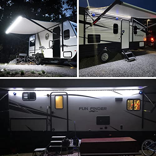 Briignite RV Awning Lights 5M LED Camper Awning Lights 12V 16.4FT Awning LED Strip Light 1500LM White RV Lights Exterior for Travel Trailer