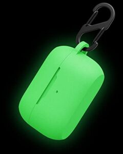 geiomoo silicone case compatible with jabra elite 85t, protective cover with carabiner (luminous green)
