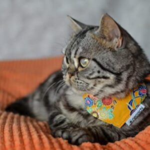 Necoichi Bandana Cat Collar with Air Tag Pocket (Yukata Yellow)