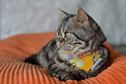 Necoichi Bandana Cat Collar with Air Tag Pocket (Yukata Yellow)