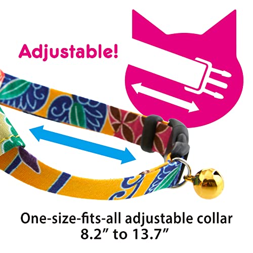 Necoichi Bandana Cat Collar with Air Tag Pocket (Yukata Yellow)